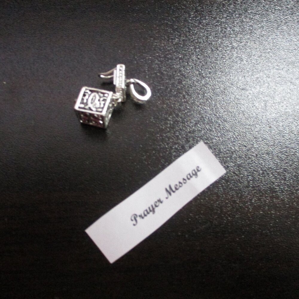 Vintage Prayer Message Box Charm for necklace c/25 prayer message slips of paper